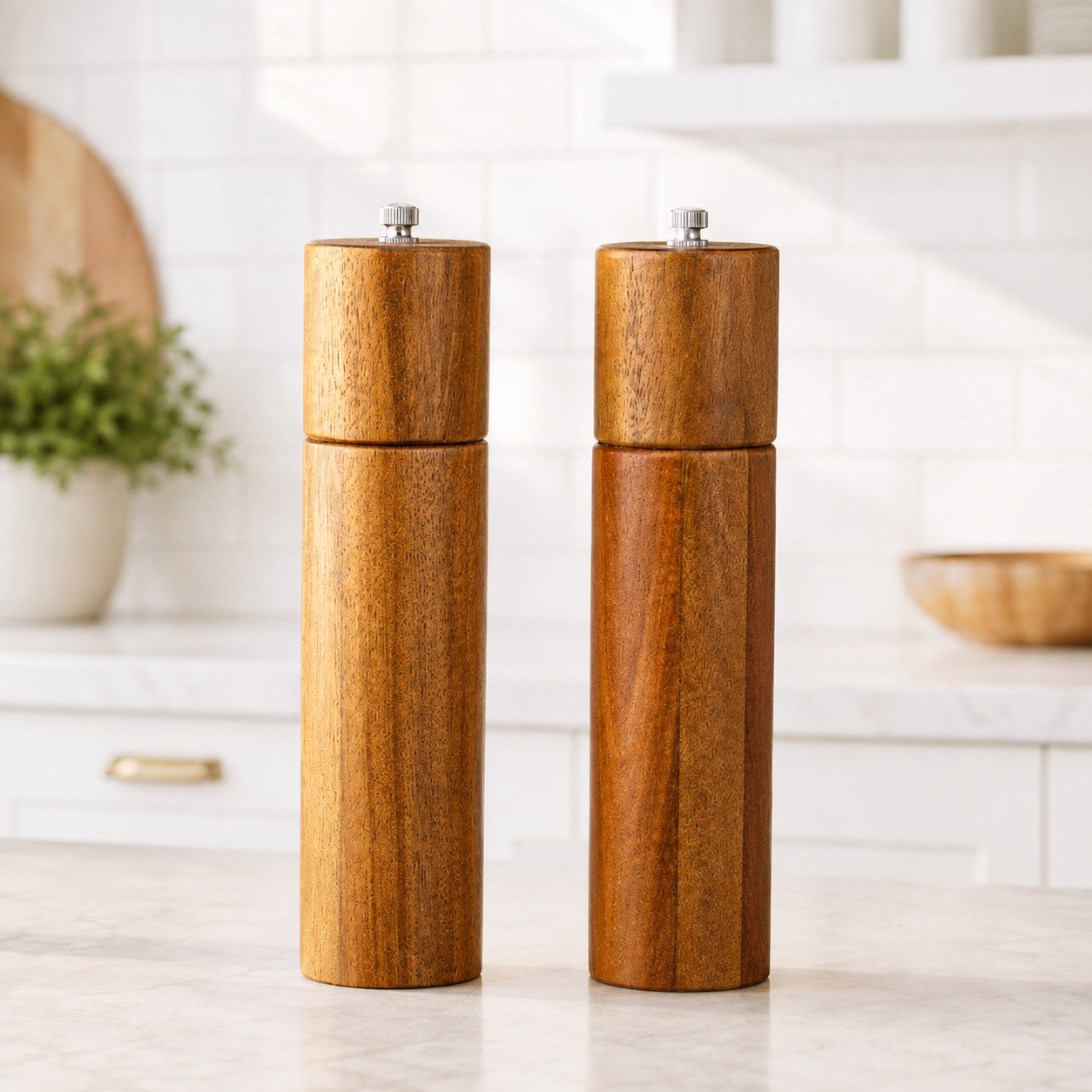 Acacia Wood Salt & Pepper Grinder Set
